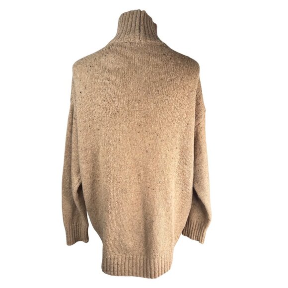 ZARA Camel Medium High-Neck Wool Blend Sweater Ribbed Cuffs & Hem - Picture 2 of 14